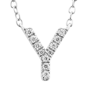Ice Jewellery Initial 'Y' Necklace with 0.06ct Diamonds in 9K White Gold - PF-6287-W | Ice Jewellery Australia
