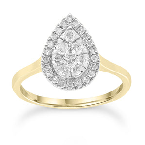 Pear Ring with 0.50ct Diamonds in 9K Yellow Gold -  R-37542-050-Y