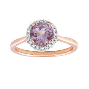 Ice Jewellery Diamond Pink Amethyst Ring with 0.12ct Diamonds in 9K Rose Gold - R-42255PI-012-R | Ice Jewellery Australia