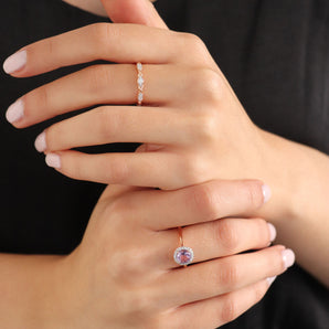 Ice Jewellery Diamond Band Ring with 0.10ct Diamonds in 9K Rose Gold - R-40145-010-R | Ice Jewellery Australia