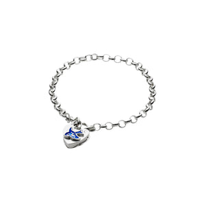 Ice Jewellery Tiny Treasures Sterling Silver Belcher Bracelet with Blue Bird Padlock - TTPB2 | Ice Jewellery Australia