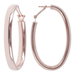 Bronzallure Rose Gold Plated Large Oval Hoop Earrings - WSBZ00376.B | Ice Jewellery Australia