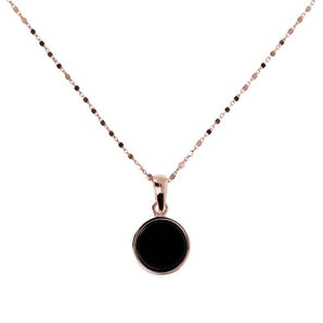 Bronzallure Alba Black Onyx Disc Necklace 47cm - WSBZ01022.BO | Ice Jewellery Australia