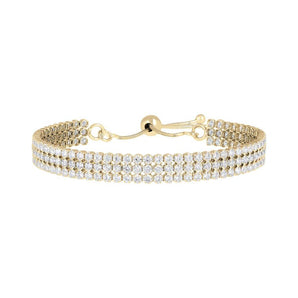 Bronzallure Golden 3 Row Cubic Zirconia Tennis Bracelet - WSBZ01145Y.WY | Ice Jewellery Australia