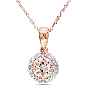 Ice Jewellery 4/5 Carat Morganite and Diamond 10K Rose Gold Pendant with Chain - 7500701031 | Ice Jewellery Australia