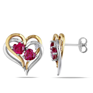 Ice Jewellery 2 1/3 Carat Ruby & Diamond Stud Earrings in Sterling Silver - 7500080446 | Ice Jewellery Australia