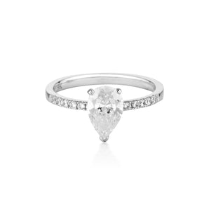 Georgini Step Cut Solitaire 1.5Ct Engagement Ring In White Gold -  Gr008W | Ice Jewellery Australia