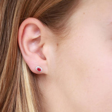 Ice Jewellery Ruby Stud Earrings with 0.10ct Diamonds in 9K Yellow Gold | Ice Jewellery Australia