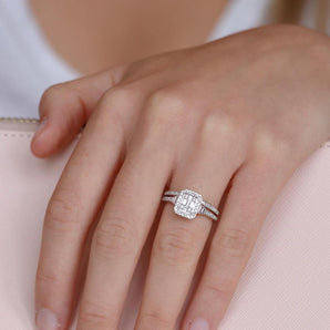 Ice Jewellery Engagement & Wedding Ring Set with 0.40ct Diamonds in 9K White Gold -  IGR-39630-040-W | Ice Jewellery Australia
