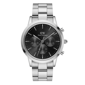 Iconic Chronograph 42mm Link Silver Black Watch