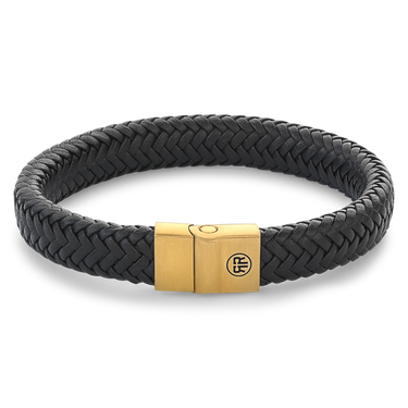 Rebel and Rose Full Metal Herringbone Black Gold Bracelet