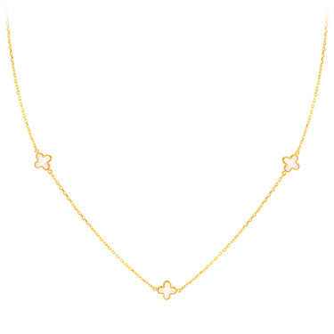 9K Yellow Gold 3 Mother-of-Pearl Petal Necklace 40-42.5 cm