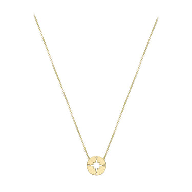 9K Yellow Gold Compass Necklace 40-42 cm