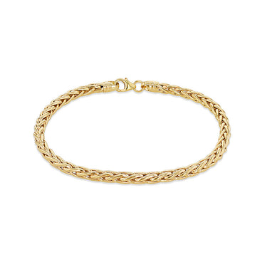 9K Yellow Gold Wheat Link Bracelet 19 cm