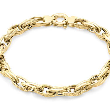 9K Yellow Gold Chain Link Bracelet 18.5 cm