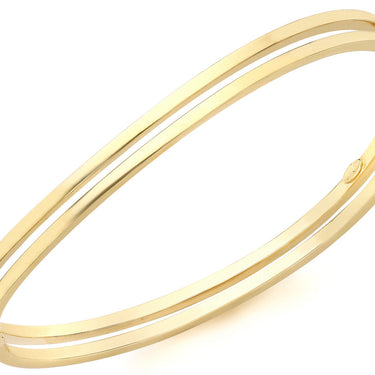 9K Yellow Gold Double Square Tube Wave Bangle 60 mm