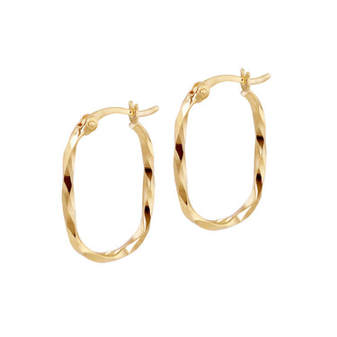 9K Yellow Gold Twist Oval Earrings