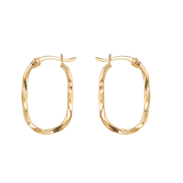 9K Yellow Gold Twist Oval Earrings