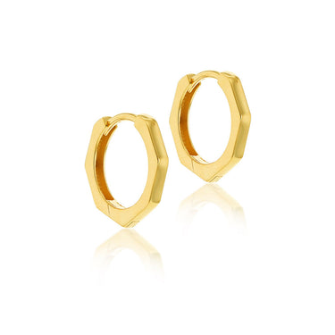 9K Yellow Gold Hexagon Huggies