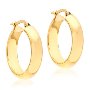 9K Yellow Gold Creole Hoops 15 mm
