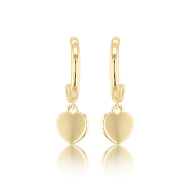 9K Yellow Gold Heart Drop Earring