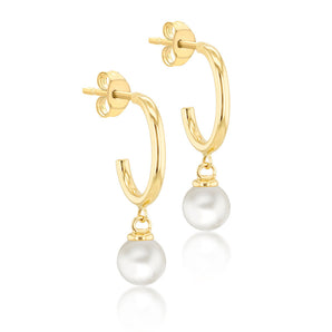 9K Yellow Gold Freshwater Pearl Drop Earrings