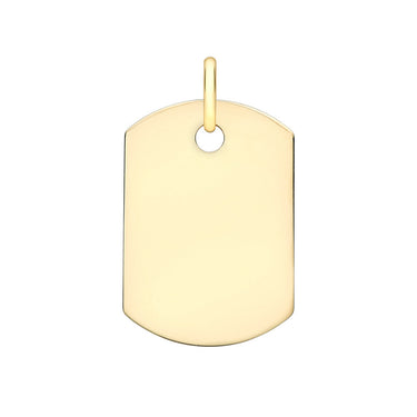 9K Yellow Gold Small Dog Tag Pendant