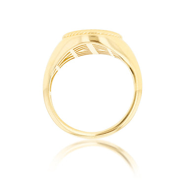 9K Yellow Gold Round Rope Signet Ring