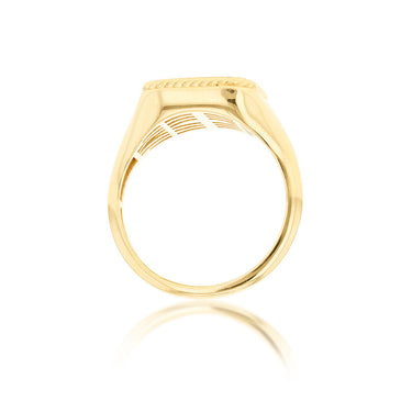 9K Yellow Gold Square Rope Signet Ring