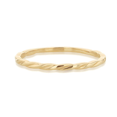 9K Yellow Gold Twist Slim Stacker Ring