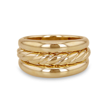 9K Yellow Gold Wide Rope Ring