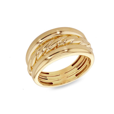 9K Yellow Gold Wide Rope Ring