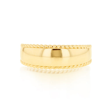 9K Yellow Gold Wide Rope Edge Ring