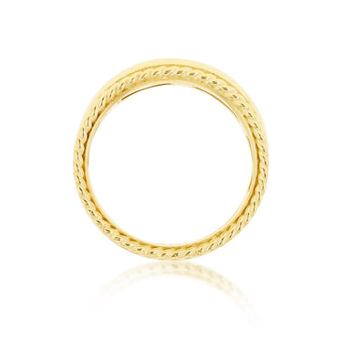 9K Yellow Gold Wide Rope Edge Ring