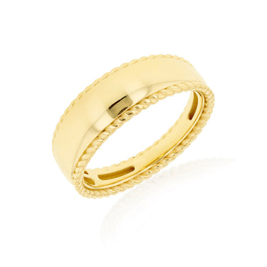 9K Yellow Gold Wide Rope Edge Ring