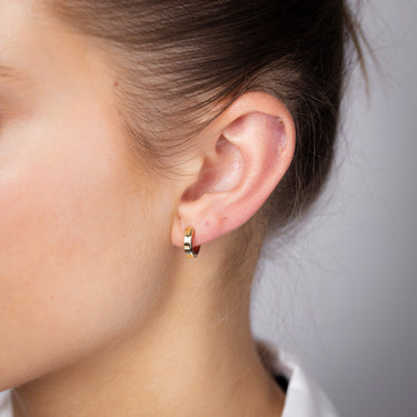 9ct Yellow Gold & White Gold Huggie Hoop Earrings