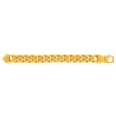 9ct Yellow SOLID Gold Heavy Curb 24cm Bracelet 650 Gauge