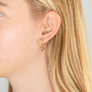 9ct Yellow Gold Hoop Twist Earrings