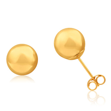 9ct Yellow Gold Ball 8mm Stud Earrings