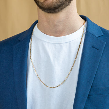 9ct Yellow Solid Gold Figaro Chain 70cm in 80 Gauge