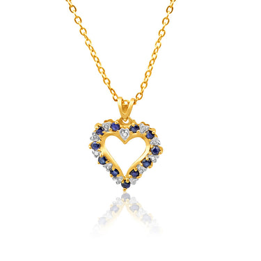 9ct Yellow Gold Natural Sapphire and Diamond Pendant