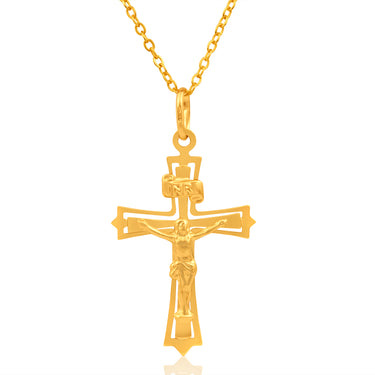 9ct Yellow Gold Cut-Out Crucifix Pendant