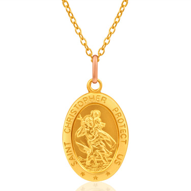9ct Yellow Gold Oval St Christopher Pendant
