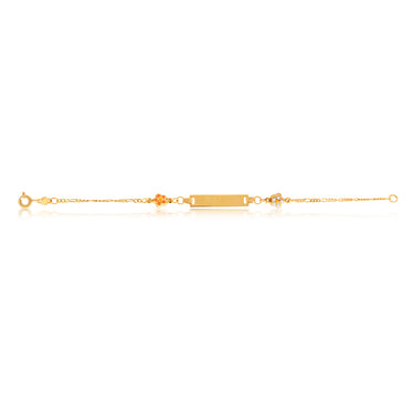 9ct Yellow Gold Bracelet With two Coloured Flowers 14cm