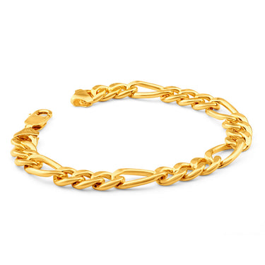 9ct Yellow Gold Copper Filled 3:1 Figaro 21cm Bracelet 230Gauge