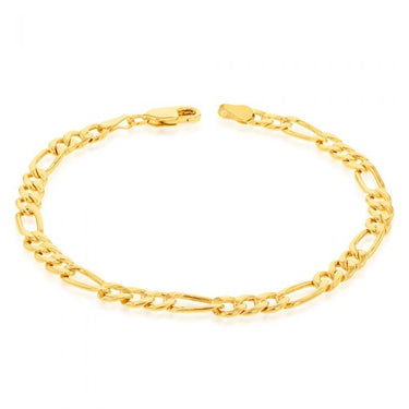 9ct Yellow Gold Copperfilled 19cm Figaro Bracelet 120Gauge