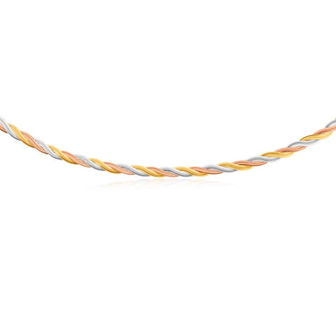 9ct Three Tone Gold Silver Filled Plait Herringbone 45cm Chain