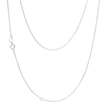 9ct White Gold 45cm Box Chain With Extender