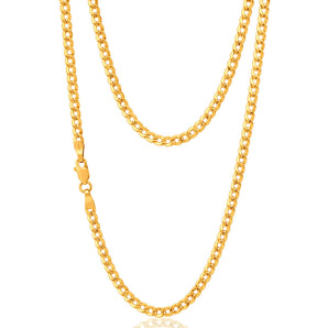9ct Elegant Yellow Gold Copper Filled Curb 45cm Chain