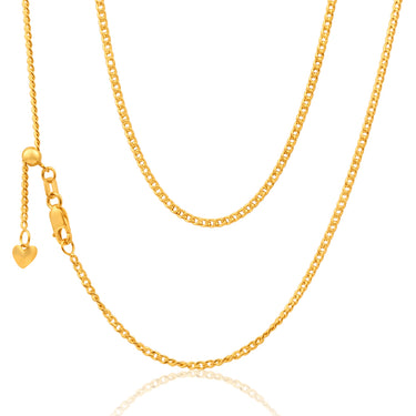 9ct Yellow Gold Silver Filled Extend 50cm Curb Chain 50 Gauge